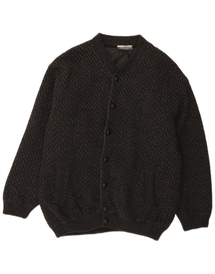 James Dillon Herren Strickjacke XL Grau Chevron Acryl