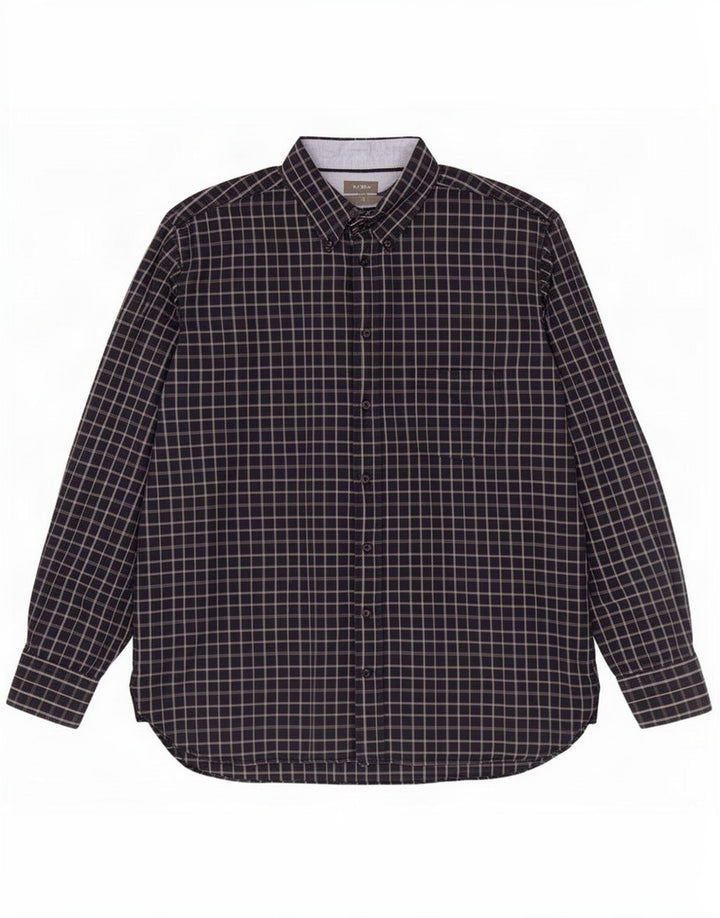 J. Crew Herrenhemd 2XL, Marineblau, Gingham-Baumwolle