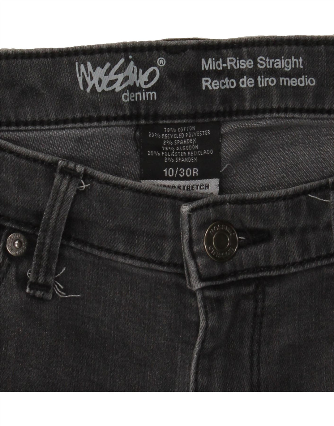 MOSSIMO Womens Mid Rise Straight Jeans US 10 Large W30 L31 Grey Cotton Vintage Mossimo and Second-Hand Mossimo from Messina Hembry 