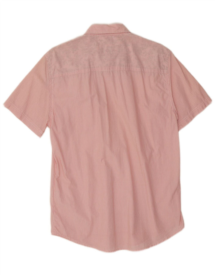 Guess Herren-Kurzarmhemd, groß, rosa, gestreift, Baumwolle