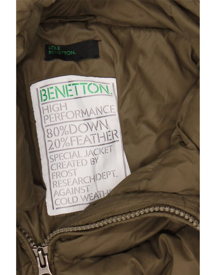 Benetton Wattierte Damenjacke mit Kapuze, UK 2 2XS Khaki
