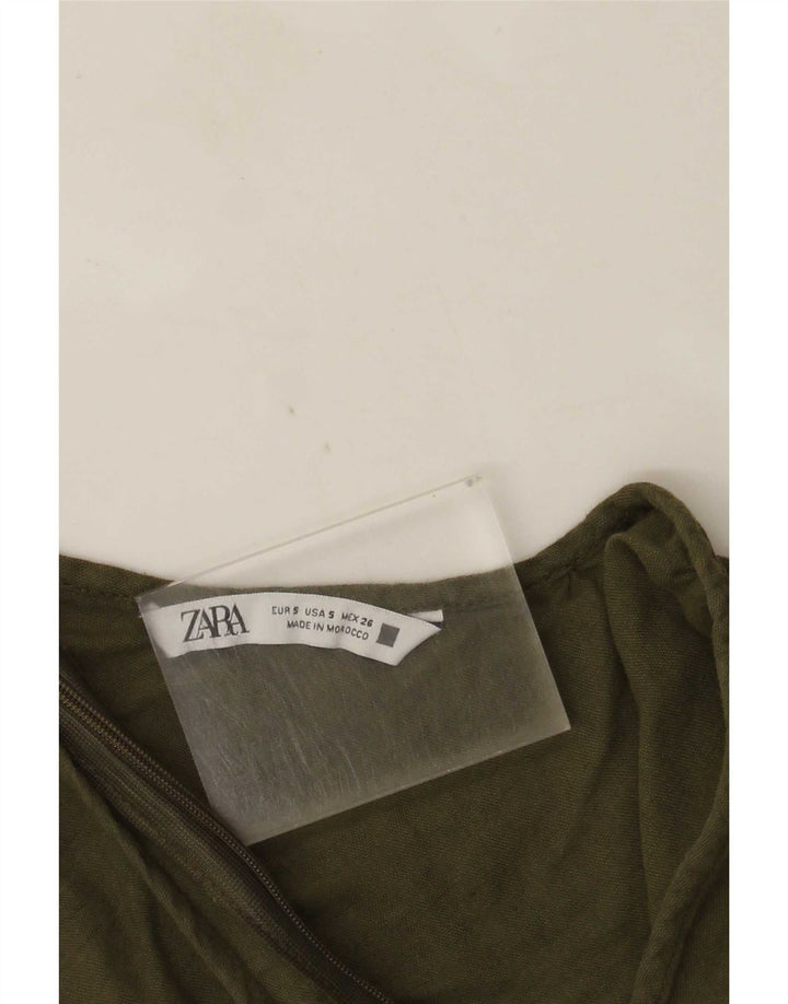 Zara Damen Ärmelloser Overall UK 10 Small Khaki