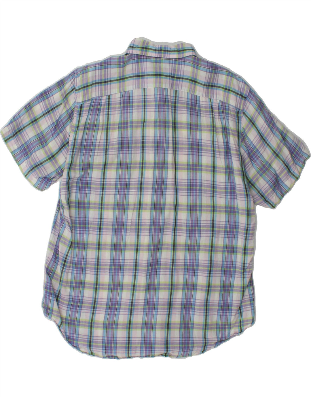 NAUTICA Mens Short Sleeve Shirt Large Purple Check Linen Vintage Nautica and Second-Hand Nautica from Messina Hembry 