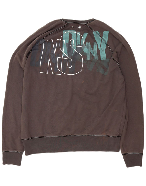 Dkny Herren Grafik-Sweatshirt-Pullover XL aus grauer Baumwolle