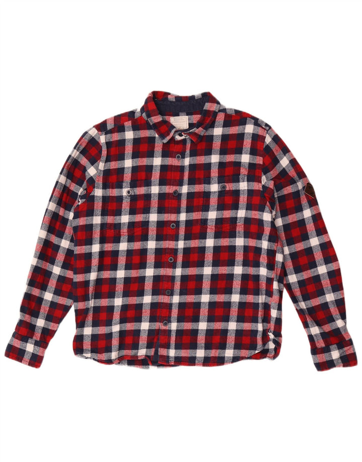 Mountain Warehouse Flanellhemd für Herren, groß, rot kariert, Baumwolle