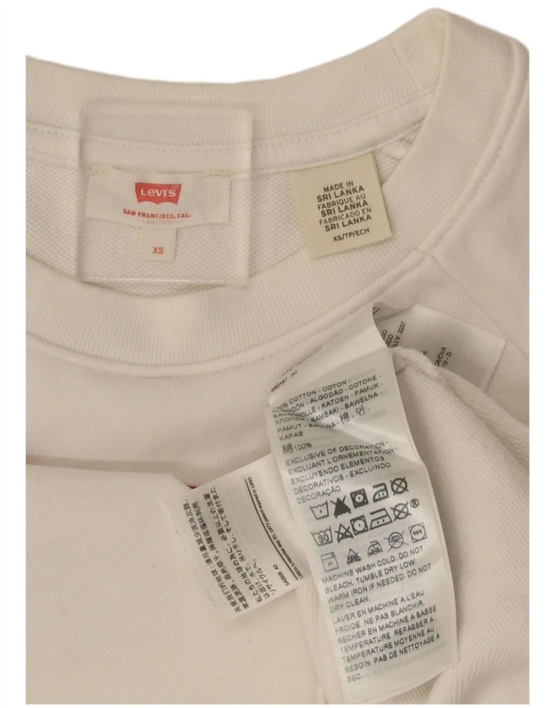Levi's Damen-Sweatshirt mit Grafik-Übergröße, Größe UK 6, XS, weiße Baumwolle