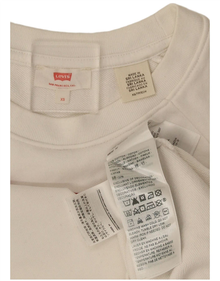 Levi's Damen-Sweatshirt mit Grafik-Übergröße, Größe UK 6, XS, weiße Baumwolle