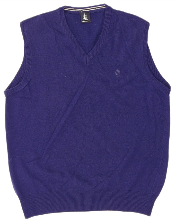 Marina Yachting Herren-Weste, Tanktop, groß, blaue Schurwolle