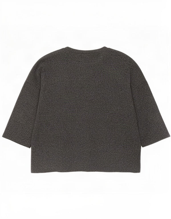 Zara Damen Top 3/4 Ärmel UK 16 Large Grau Polyester