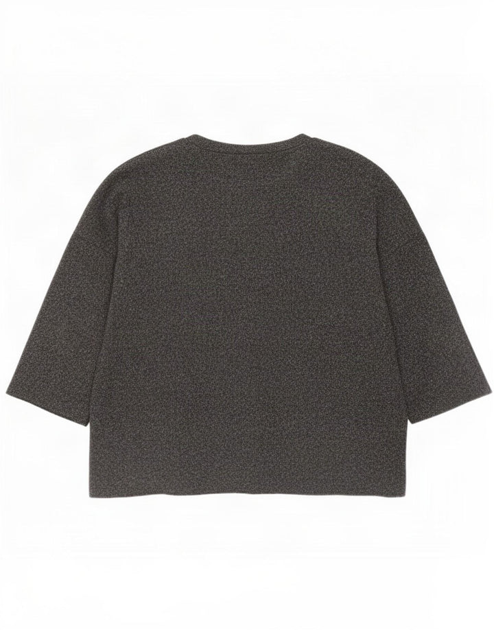 Zara Damen Top 3/4 Ärmel UK 16 Large Grau Polyester