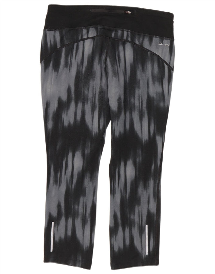 Nike Damen Dri Fit Capri Leggings UK 12 Mittelblaues Batik-Polyester