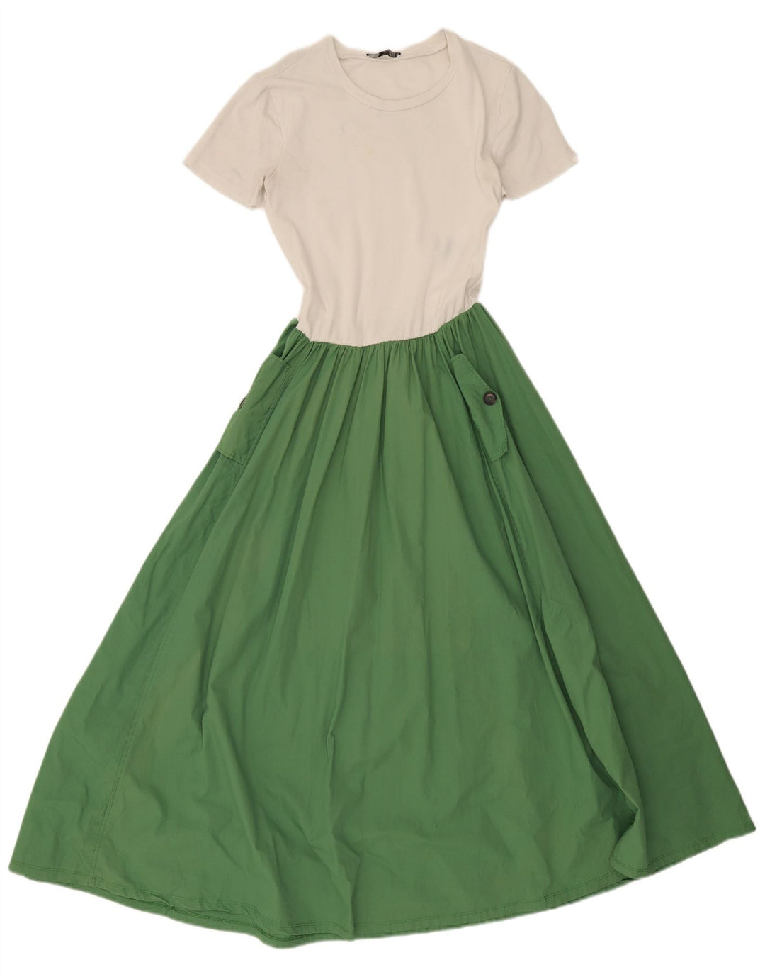 Zara Damen Maxikleid UK 8 Small Weiß Colourblock Baumwolle