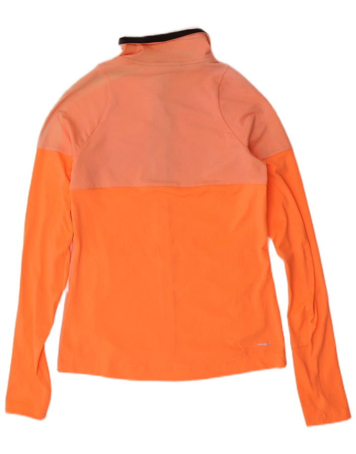 ADIDAS Womens Climalite Tracksuit Top Jacket UK 10 Small Orange Nylon