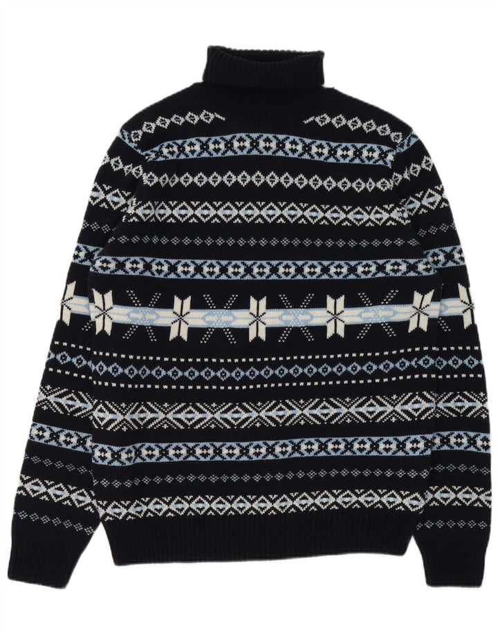 GUTTERIDGE Rollkragenpullover für Herren, XL, Marineblau, Fair-Isle-Wolle