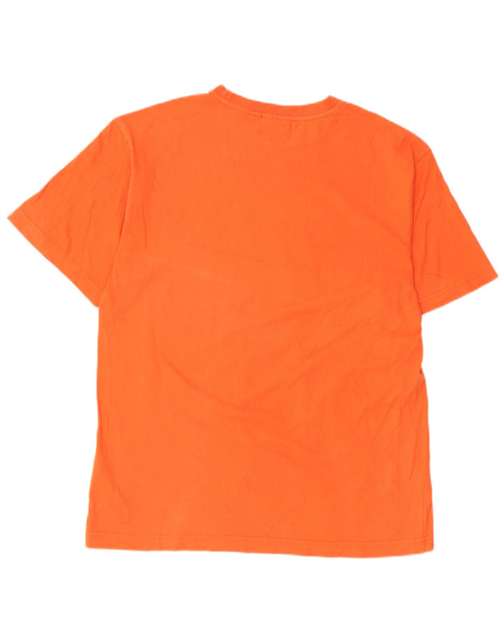 Fila Herren Grafik-T-Shirt-Oberteil aus mittelorange gestreifter Baumwolle