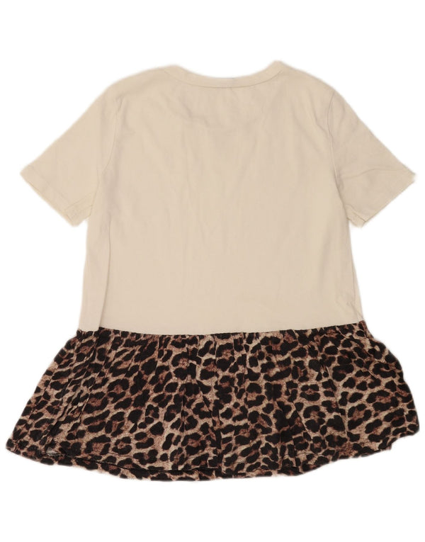 Zara Trafaluc-Blusenoberteil für Damen, UK 10, Größe S, weiß, Baumwolle mit Animal-Print