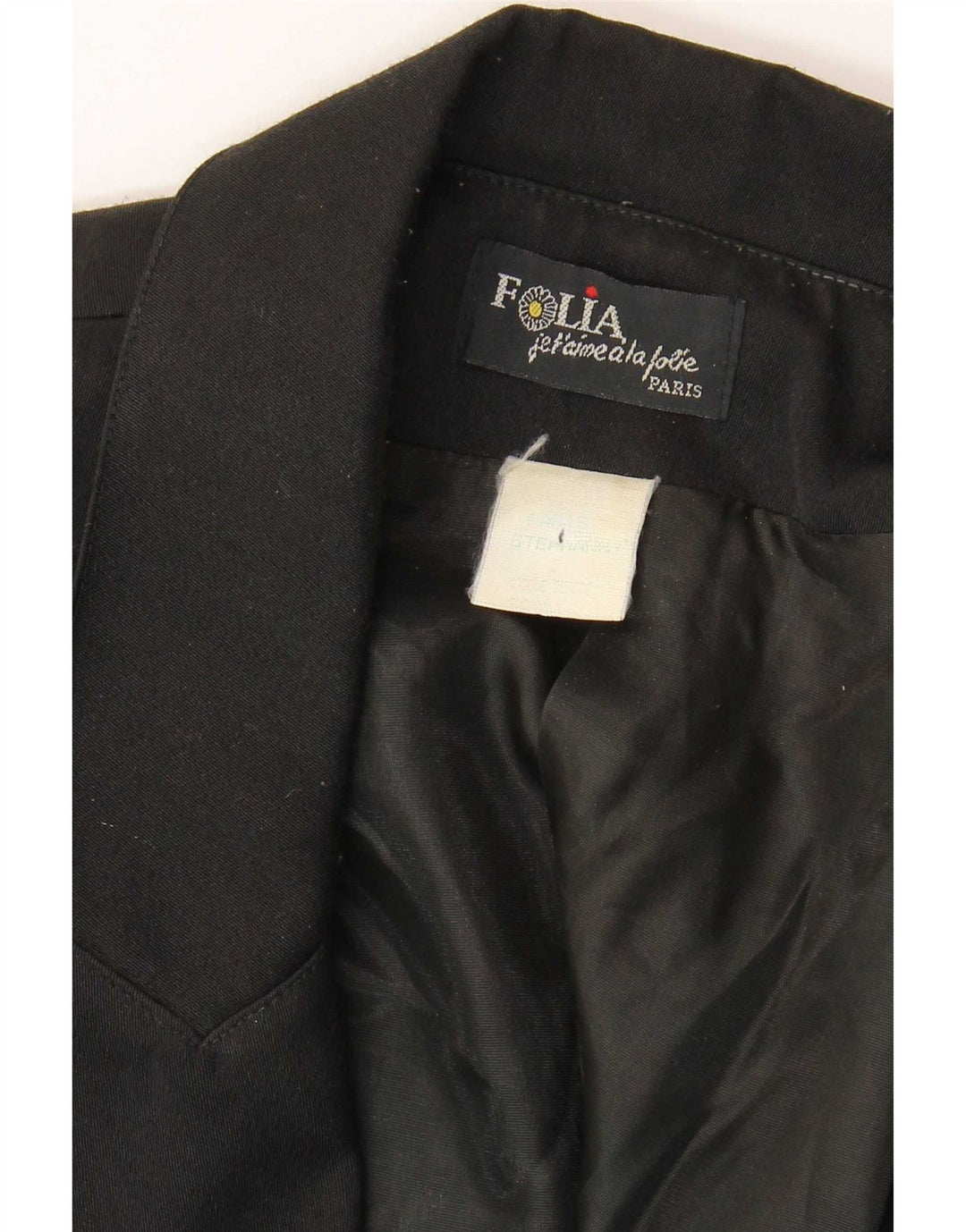 Vintage Damen Zweireiher Blazer Jacke UK 12 Medium Schwarz Paisley