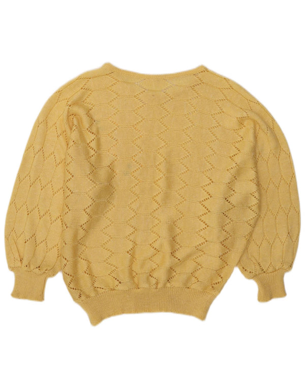 Vintage Damen Pullover mit U-Boot-Ausschnitt, UK 16, Groß, Gelb
