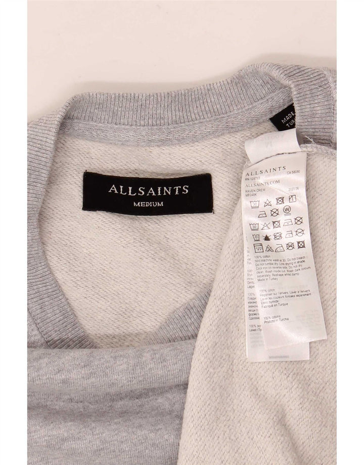 All Saints Herren-Sweatshirt-Pullover aus mittelgrauer Baumwolle