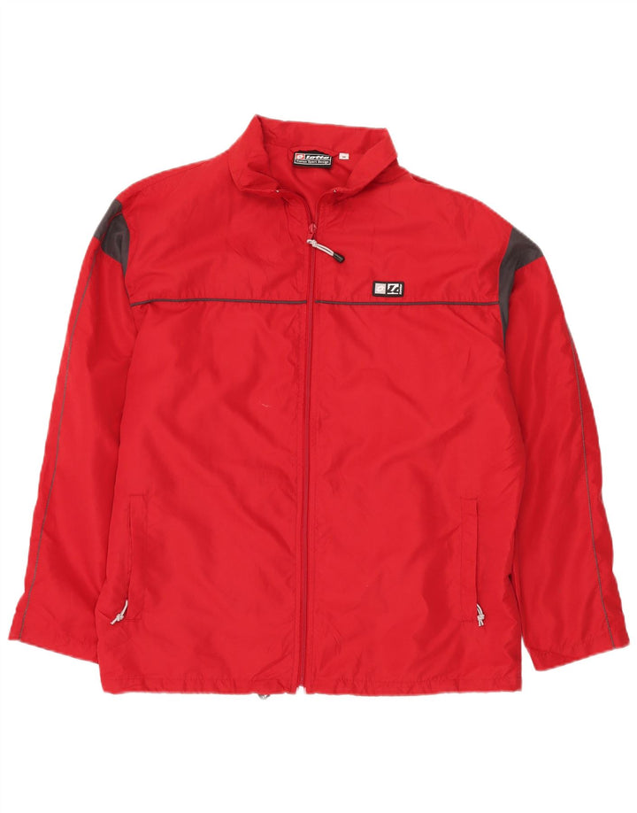 LOTTO Herren-Trainingsanzugoberteil, Mittelrotes Farbblock-Polyester
