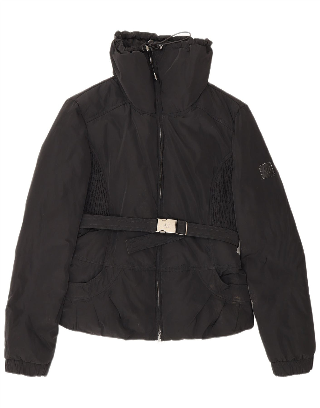 Armani Jeans Damen Crop Wattierte Jacke EU 42 Großes schwarzes Polyester