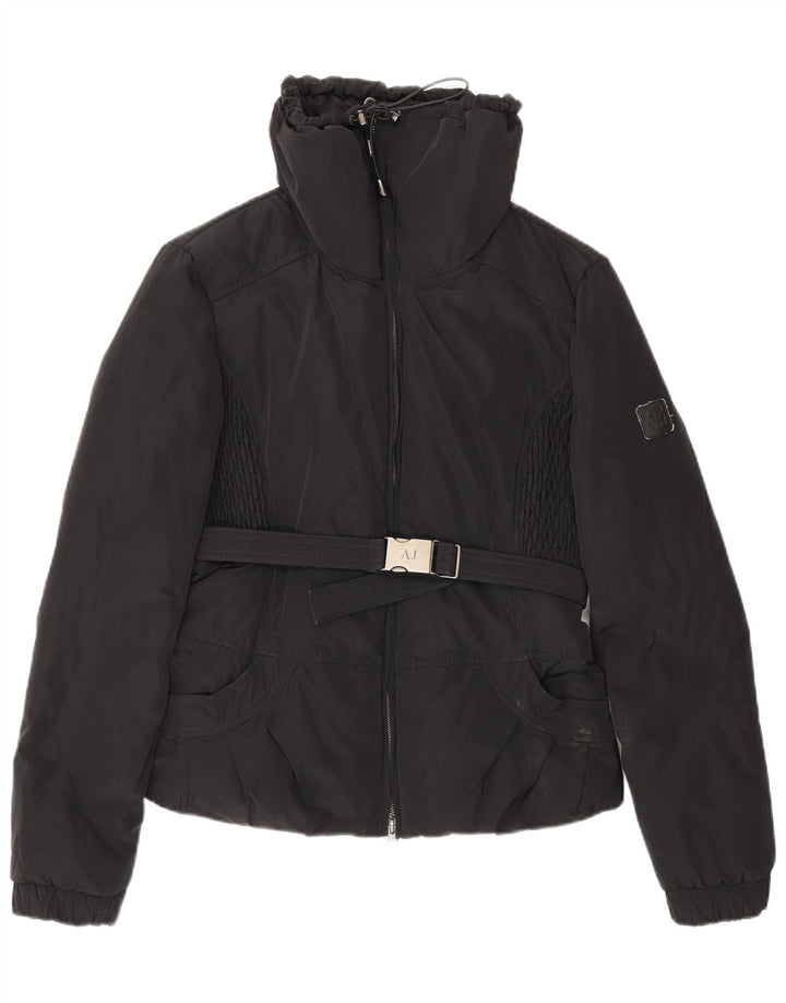 Armani Jeans Damen Crop Wattierte Jacke EU 42 Großes schwarzes Polyester