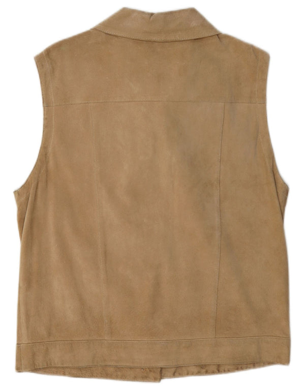 Vintage Damen Wildlederweste EU 40 Mittelbeiges Leder