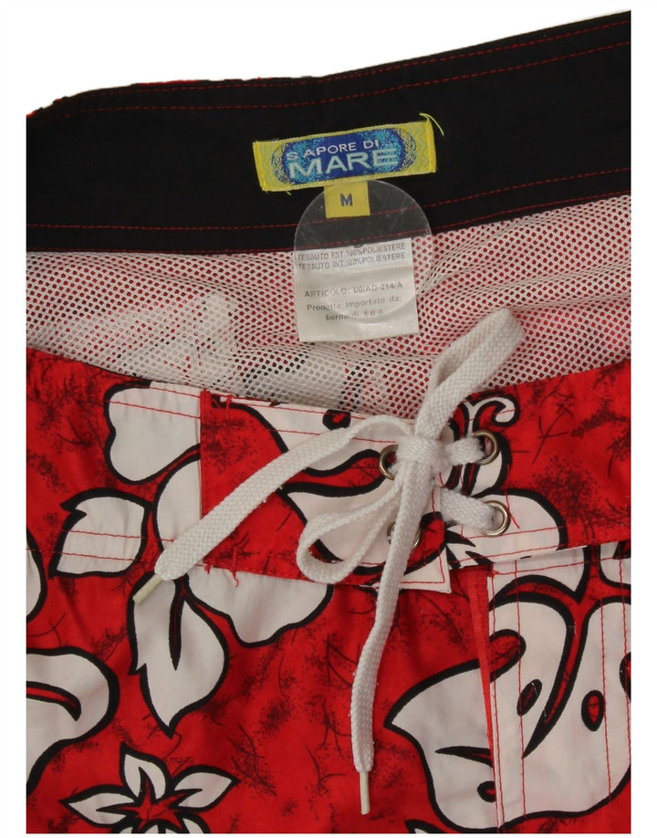 Sapore Di Mare Herren-Badeshorts, mittelrot, geblümt, Polyester, hawaiianisch