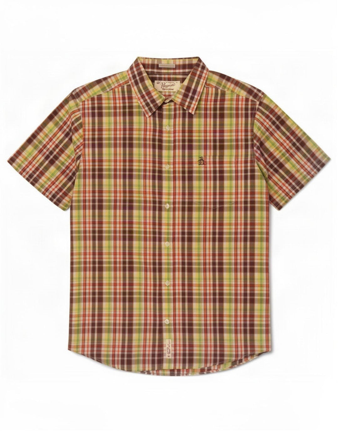 Penguin Herren Heritage Kurzarm-Slim-Fit-Hemd, groß, mehrfarbig kariert