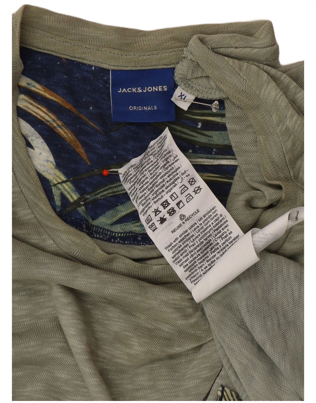 JACK & JONES Mens T-Shirt Top XL Green Cotton