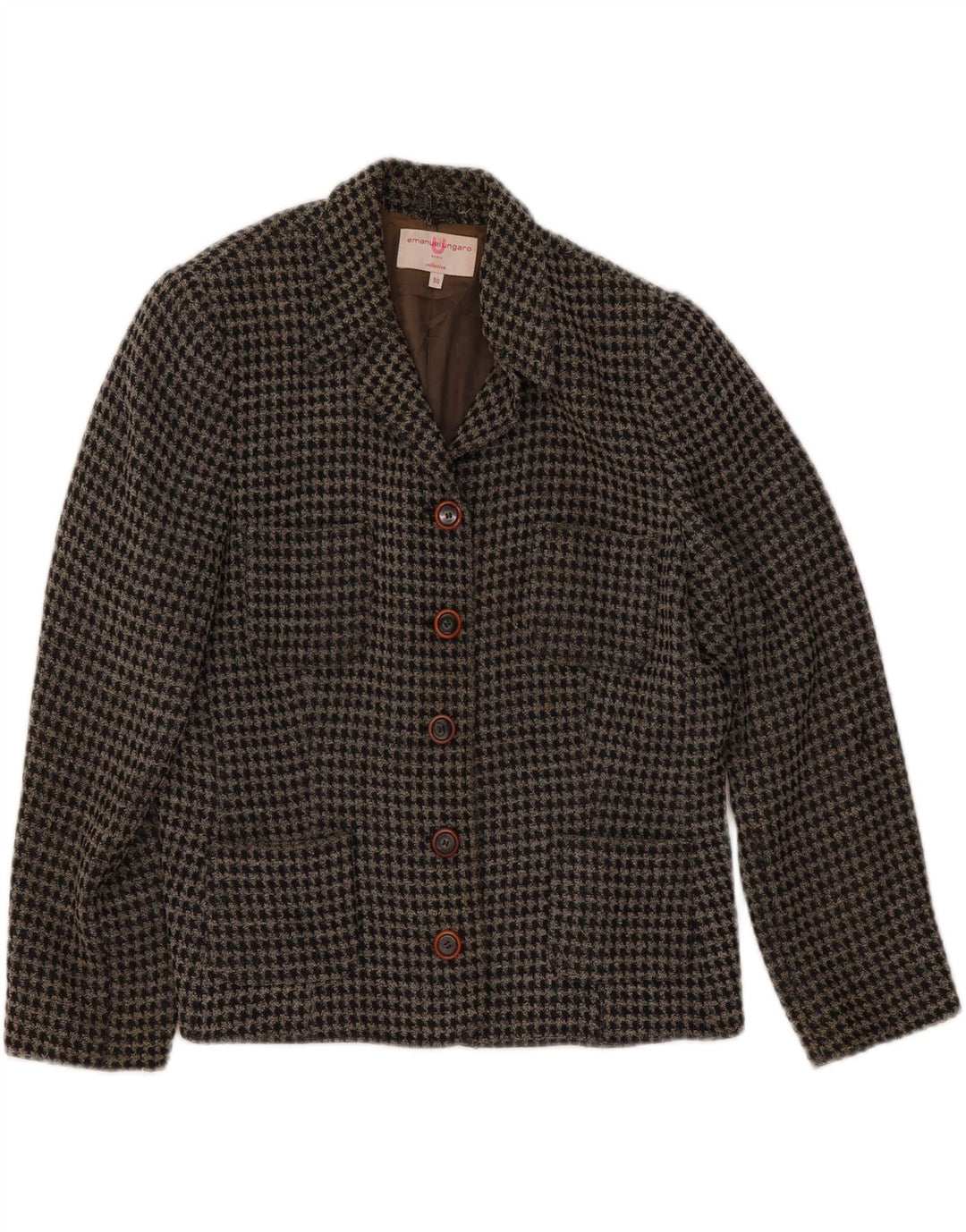 Emanuel Ungaro Damen 5-Knopf-Blazerjacke IT 50 XL Schwarzer Hahnentritt