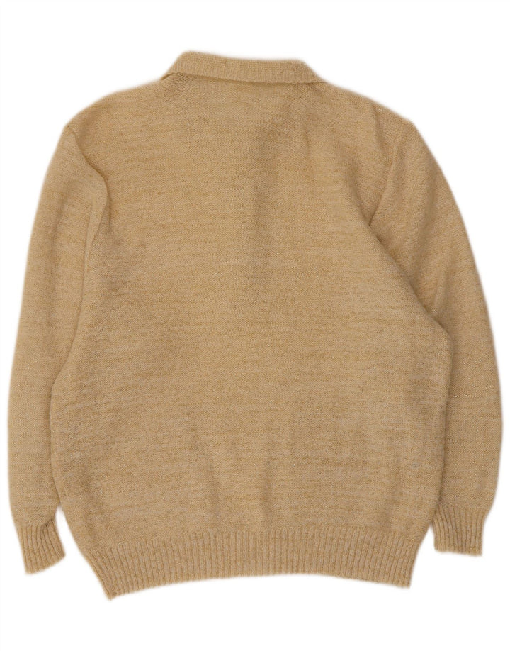 Vintage Damen Übergroßer Rollkragenpullover Pullover EU 40 Mittelbeige