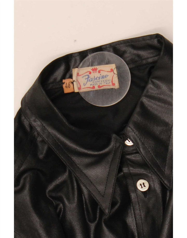 Fascino Damen Lederhemd IT 46 Large Schwarz