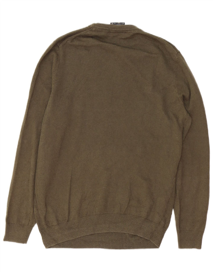 LYLE & SCOTT Herren-Pullover mit Rundhalsausschnitt, mittlere Khaki-Baumwolle