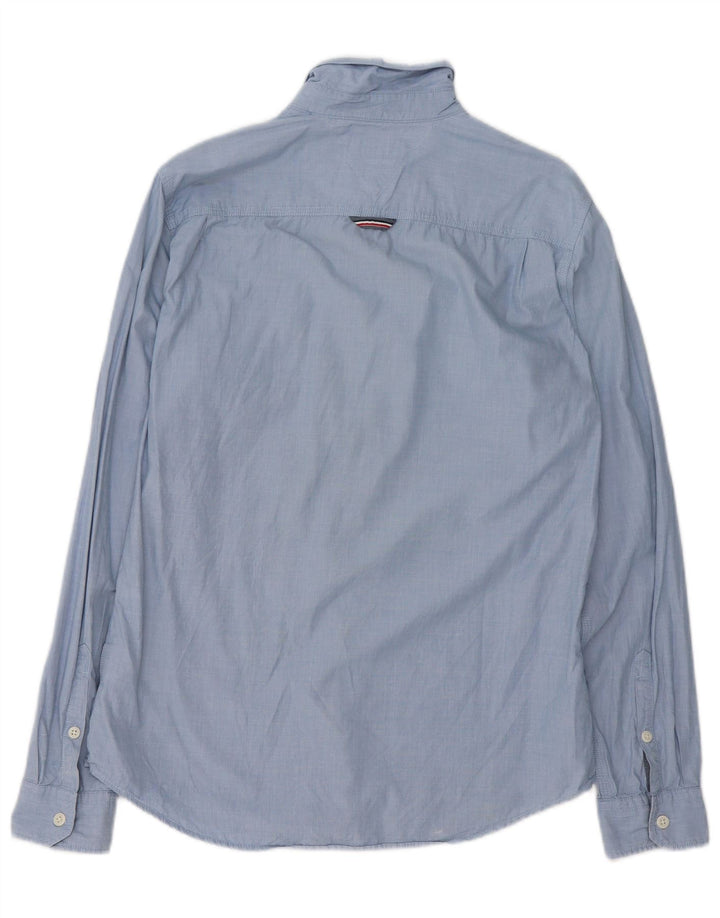 Tommy Bahama Herren-Hemd mit normaler Passform, mittelblaue Nadelstreifen-Baumwolle