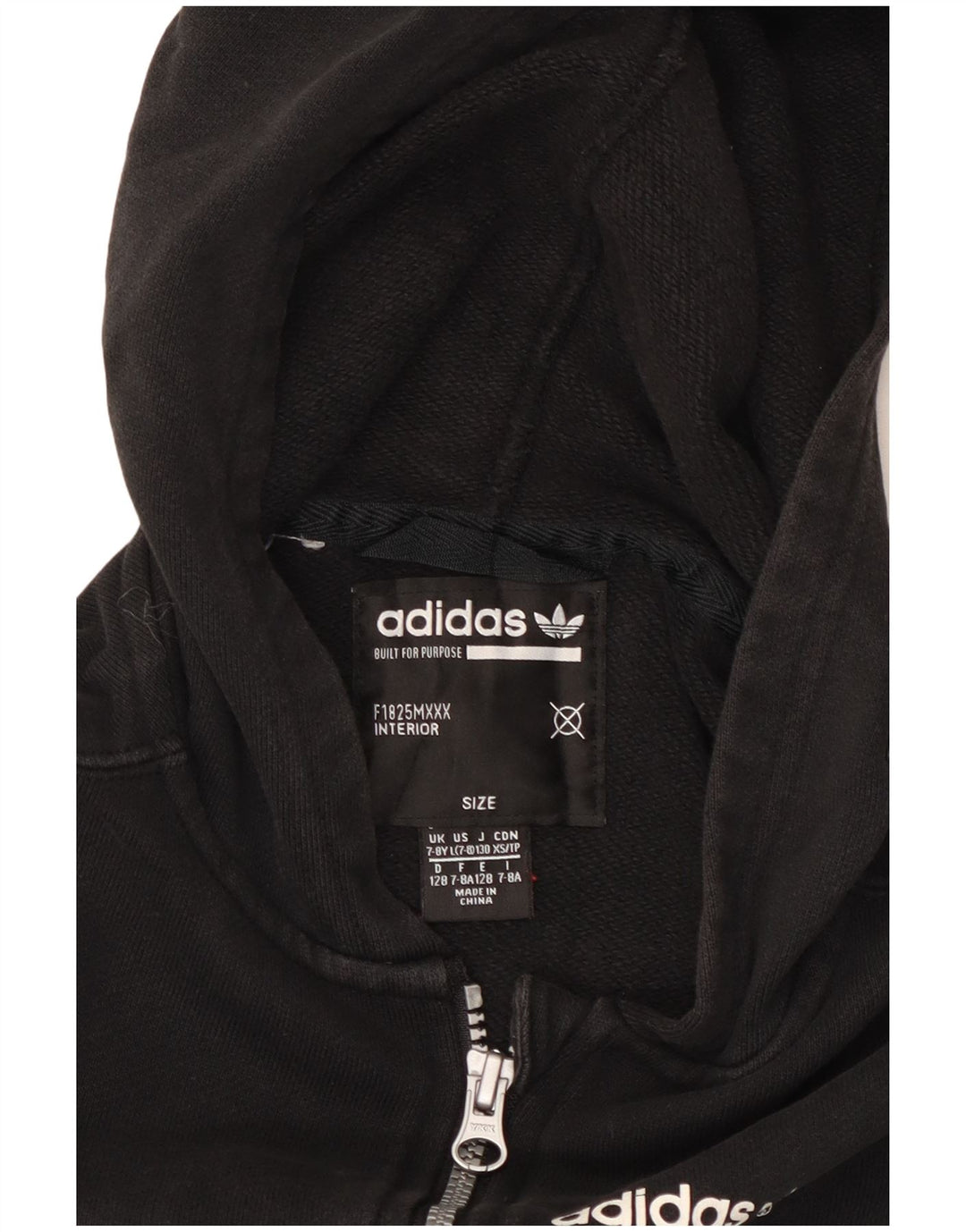 Adidas Jungen Kapuzenpullover mit grafischem Reißverschluss, 7–8 Jahre, Schwarz