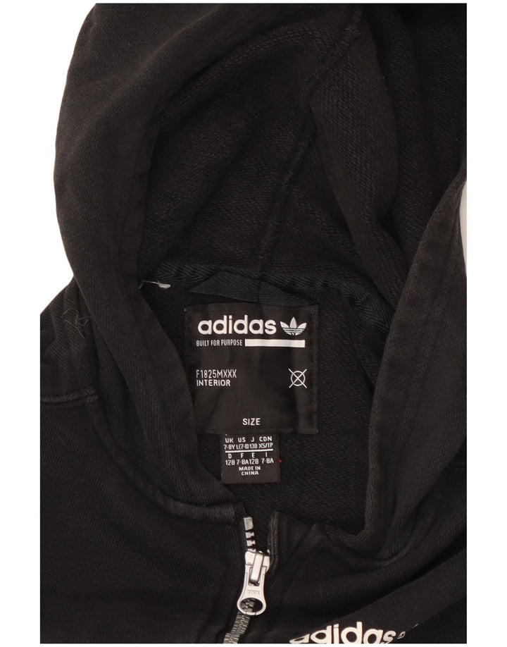 Adidas Jungen Kapuzenpullover mit grafischem Reißverschluss, 7–8 Jahre, Schwarz