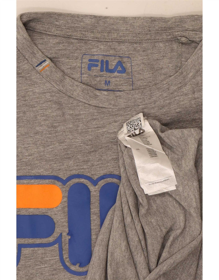 Fila Herren Grafik-T-Shirt-Oberteil aus mittelgrau gesprenkelter Baumwolle