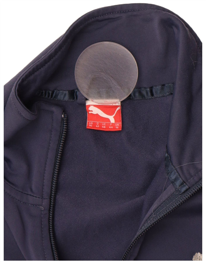 PUMA Damen-Trainingsanzug, Top-Jacke, UK 16, Größe L, Marineblau, Farbblock