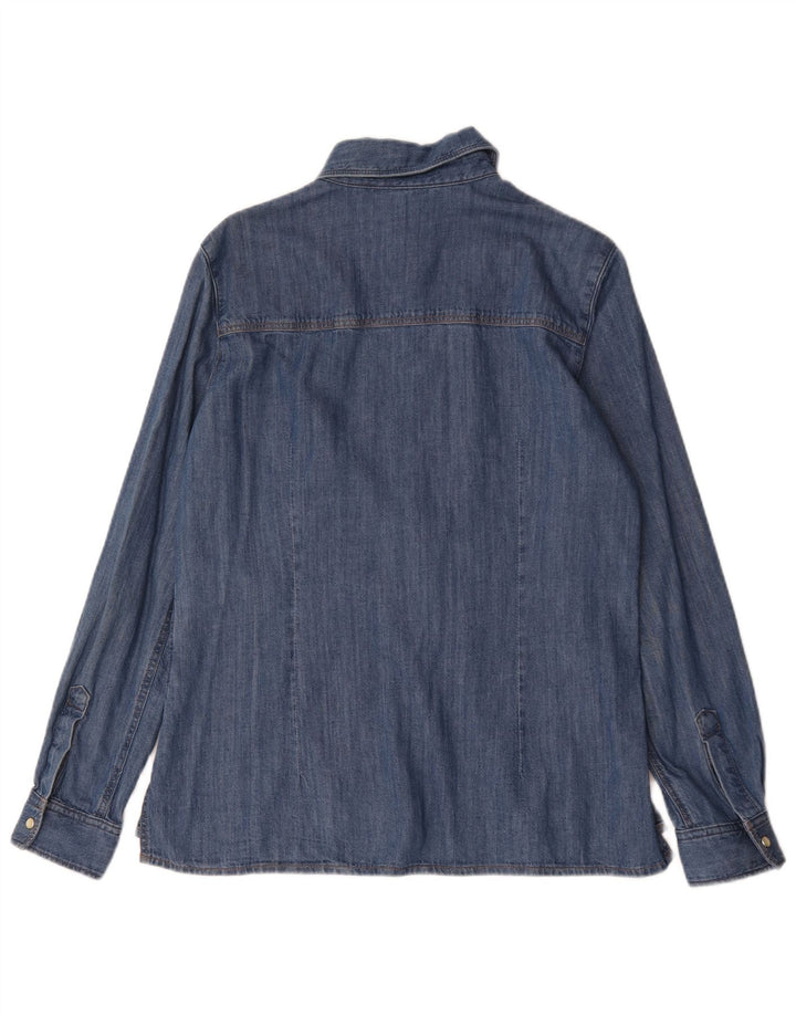 Vintage Damen Jeanshemd UK 16 Groß Blau