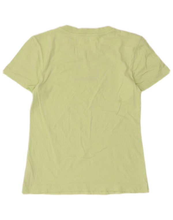 Calvin Klein Jeans Damen Grafik-T-Shirt-Oberteil UK 12 Mittelgrüne Baumwolle