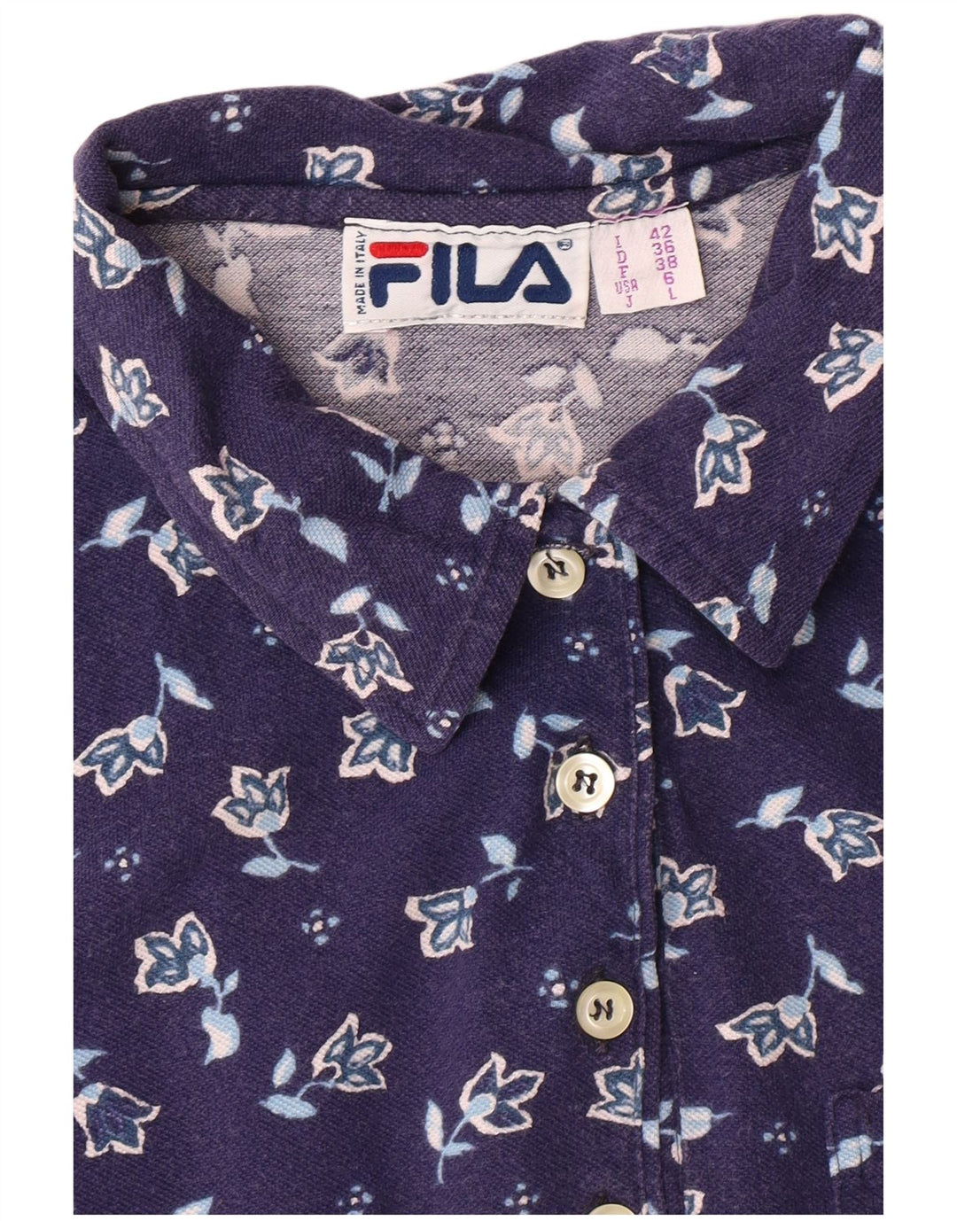 FILA Damen ärmelloses Poloshirt IT 42 Medium Navy Blue Floral