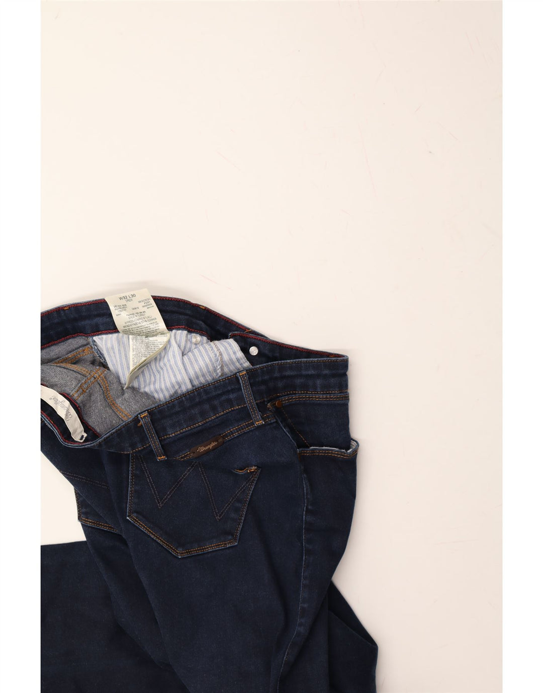 WRANGLER Womens Drew Slim Jeans W32 L30 Navy Blue Cotton Vintage Wrangler and Second-Hand Wrangler from Messina Hembry 