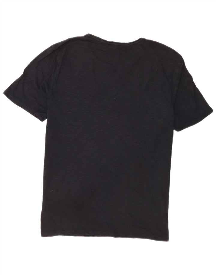 Reiss Herren-T-Shirt-Oberteil, groß, schwarz gesprenkelte Baumwolle