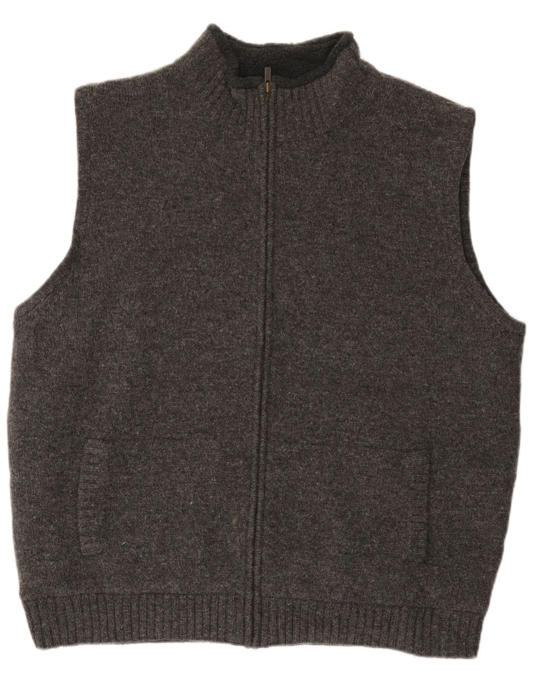 L.L.Bean Herren-Cardigan, ärmellos, XL, graue Wolle