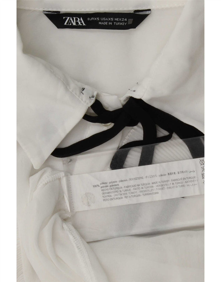 Zara Womens Rüschen vorne übergroße Hemdbluse UK 6 XS weiß Polyester
