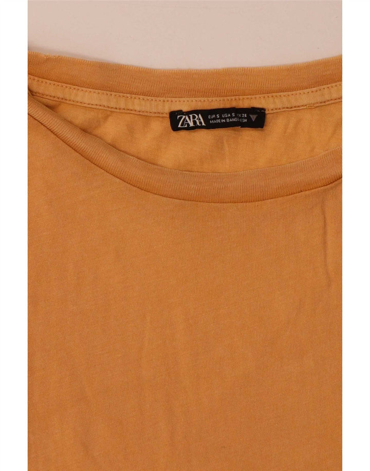 Zara Damen Crop T-Shirt Top UK 10 Small Beige