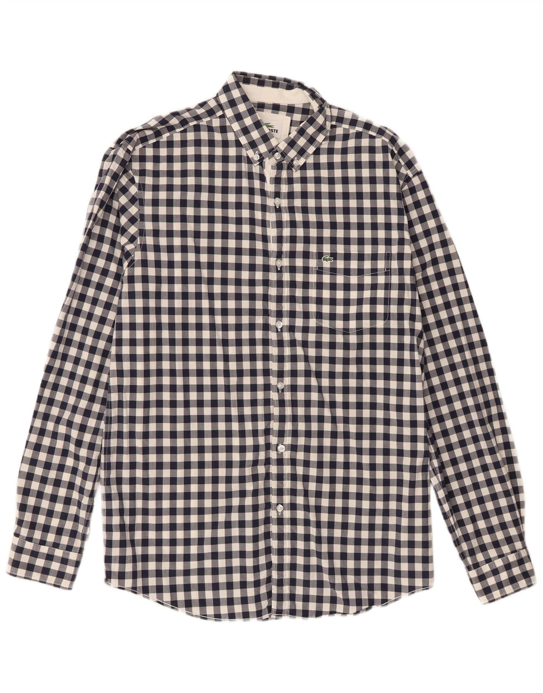Lacoste Herren-Hemd mit normaler Passform, Größe 40, mittelmarineblaue Gingham-Baumwolle