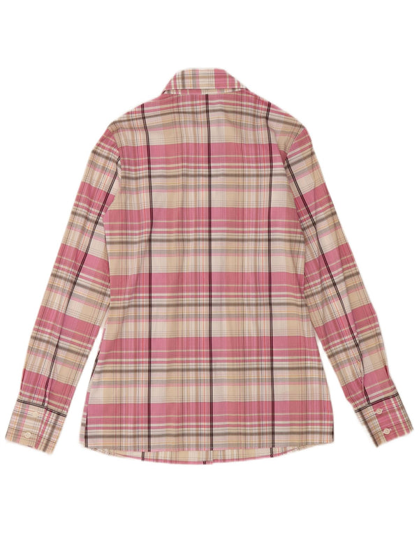 Benetton Damenhemd UK 10 Small Pink Plaid Cotton
