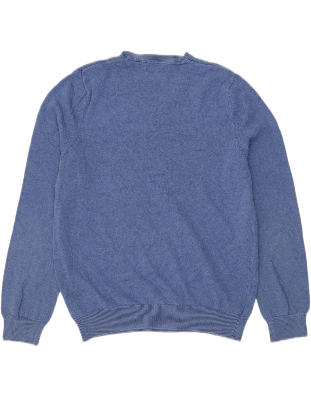 Marks & Spencer Herren-Pullover mit V-Ausschnitt, groß, aus blauer Baumwolle